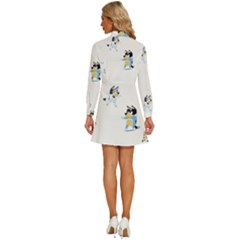 Women s Long Sleeve Bow Deco Button Up Dress 