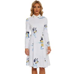 Long Sleeve Shirt Collar A-Line Dress 