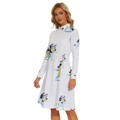 Long Sleeve Shirt Collar A-Line Dress 