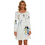 Bluey, Bluey merch, Bluey pattern, Bluey Bluey, bingo, Bluey design, bluey dog Long Sleeve Wide Neck Velvet Dress Bluey, Bluey merch, Bluey pattern, Bluey Bluey, bingo, Bluey design, bluey dog Long Sleeve Wide Neck Velvet Dress