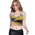 Sunflowers Flowers Nature Racer Back Crop Top