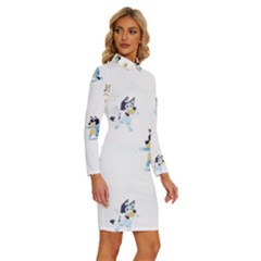 Long Sleeve Shirt Collar Bodycon Dress 