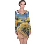 Sunflowers Flowers Nature Long Sleeve Nightdress