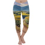 Sunflowers Flowers Nature Capri Winter Leggings 