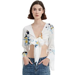 Bluey, Bluey merch, Bluey pattern, Bluey Bluey, bingo, Bluey design, bluey dog Trumpet Sleeve Cropped Top from ArtsNow.com