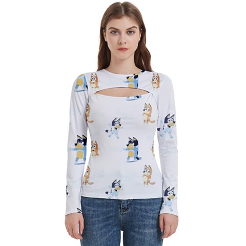 Bluey, Bluey merch, Bluey pattern, Bluey Bluey, bingo, Bluey design, bluey dog Women s Cut Out Long Sleeve T