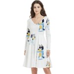 Bluey, Bluey merch, Bluey pattern, Bluey Bluey, bingo, Bluey design, bluey dog Long Sleeve V-neck skater dress with Pockets Bluey, Bluey merch, Bluey pattern, Bluey Bluey, bingo, Bluey design, bluey dog Long Sleeve V-neck skater dress with Pockets