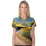 Sunflowers Flowers Nature V-Neck Sport Mesh T-Shirt