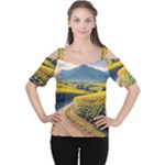 Sunflowers Flowers Nature Cutout Shoulder T-Shirt