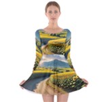 Sunflowers Flowers Nature Long Sleeve Skater Dress