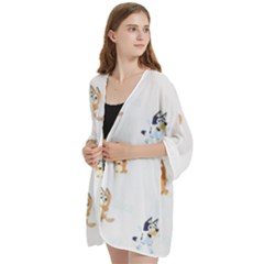 Open Front 3/4 Sleeve Batwing Chiffon Cardigan Kimono 