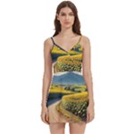 Sunflowers Flowers Nature Body Wrap Sleeveless V-Neck Mini Dress