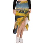 Sunflowers Flowers Nature Asymmetrical Ruffle Hem Skirt 