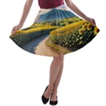 Sunflowers Flowers Nature A-line Skater Skirt