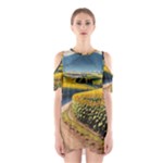 Sunflowers Flowers Nature Shoulder Cutout One Piece Dress