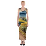 Sunflowers Flowers Nature Fitted Maxi Dress