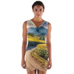 Sunflowers Flowers Nature Wrap Front Bodycon Dress