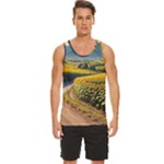 Sunflowers Flowers Nature Men s Wide Collar Tank Top