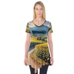 Sunflowers Flowers Nature Short Sleeve Tunic 