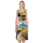 Sunflowers Flowers Nature Midi Sleeveless Dress