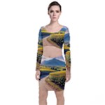 Sunflowers Flowers Nature Long Sleeve Crop Top & Bodycon Skirt Set