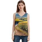 Sunflowers Flowers Nature Women s V-Neck Sleeveless Satin Top