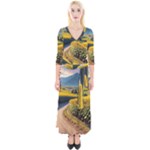 Sunflowers Flowers Nature Quarter Sleeve Wrap Maxi Dress