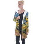 Sunflowers Flowers Nature Longline Hooded Cardigan