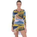 Sunflowers Flowers Nature Asymmetric Cut-Out Shift Dress