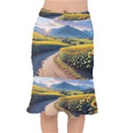 Sunflowers Flowers Nature Short Mermaid Skirt