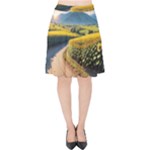 Sunflowers Flowers Nature Velvet High Waist Skirt