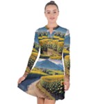 Sunflowers Flowers Nature Long Sleeve Panel Dress