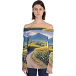 Sunflowers Flowers Nature Off Shoulder Long Sleeve Top
