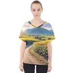 Sunflowers Flowers Nature V-Neck Dolman Drape Top