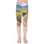 Sunflowers Flowers Nature Kids  Capri Leggings 