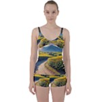 Sunflowers Flowers Nature Tie Front Two Piece Tankini