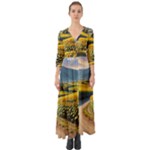 Sunflowers Flowers Nature Button Up Boho Maxi Dress