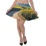 Sunflowers Flowers Nature Velvet Skater Skirt