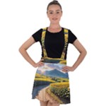Sunflowers Flowers Nature Velvet Suspender Skater Skirt