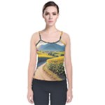 Sunflowers Flowers Nature Velvet Spaghetti Strap Top