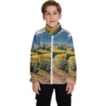 Sunflowers Flowers Nature Kids  High Neck Windbreaker
