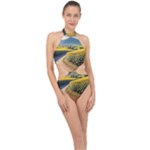 Sunflowers Flowers Nature Halter Side Cut Swimsuit