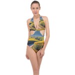 Sunflowers Flowers Nature Halter Front Plunge Swimsuit