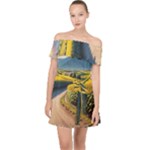 Sunflowers Flowers Nature Off Shoulder Chiffon Dress