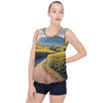 Sunflowers Flowers Nature Bubble Hem Chiffon Tank Top