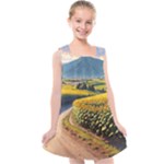 Sunflowers Flowers Nature Kids  Cross Back Dress