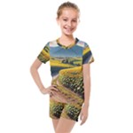 Sunflowers Flowers Nature Kids  Mesh T-Shirt and Shorts Set