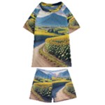 Sunflowers Flowers Nature Kids  Swim T-Shirt and Shorts Set