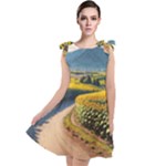 Sunflowers Flowers Nature Tie Up Tunic Dress