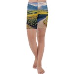 Sunflowers Flowers Nature Kids  Lightweight Velour Capri Yoga Leggings